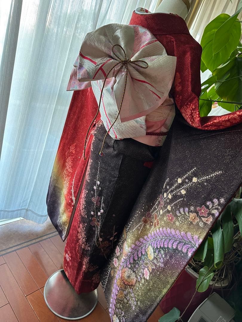 振袖フルセット 赤×金通し 辻ヶ花 絞り ぼかし染めIK