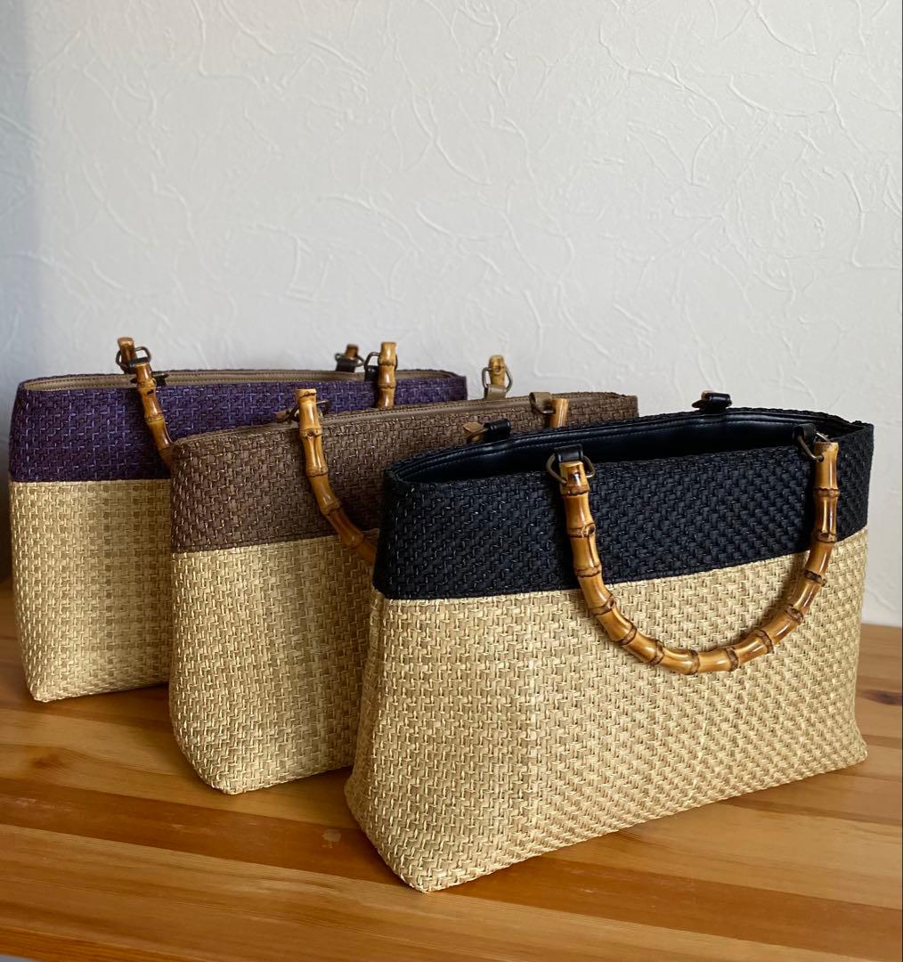 さくらさん専用です。【新品未使用】カゴ風バッグ　生成り×ブラック