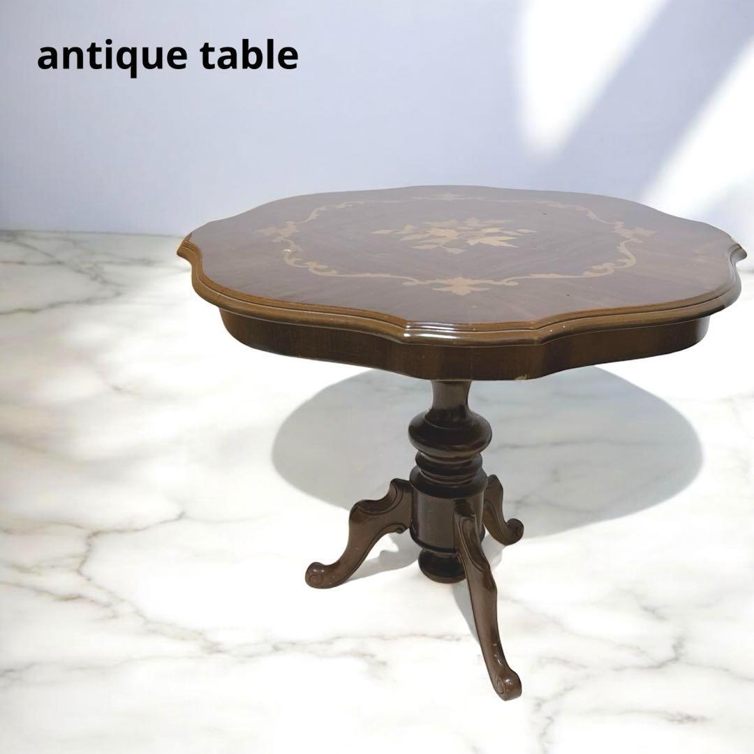 アンティークイタリア製 象嵌細工 コーヒーテーブル 猫脚 サイドテーブル