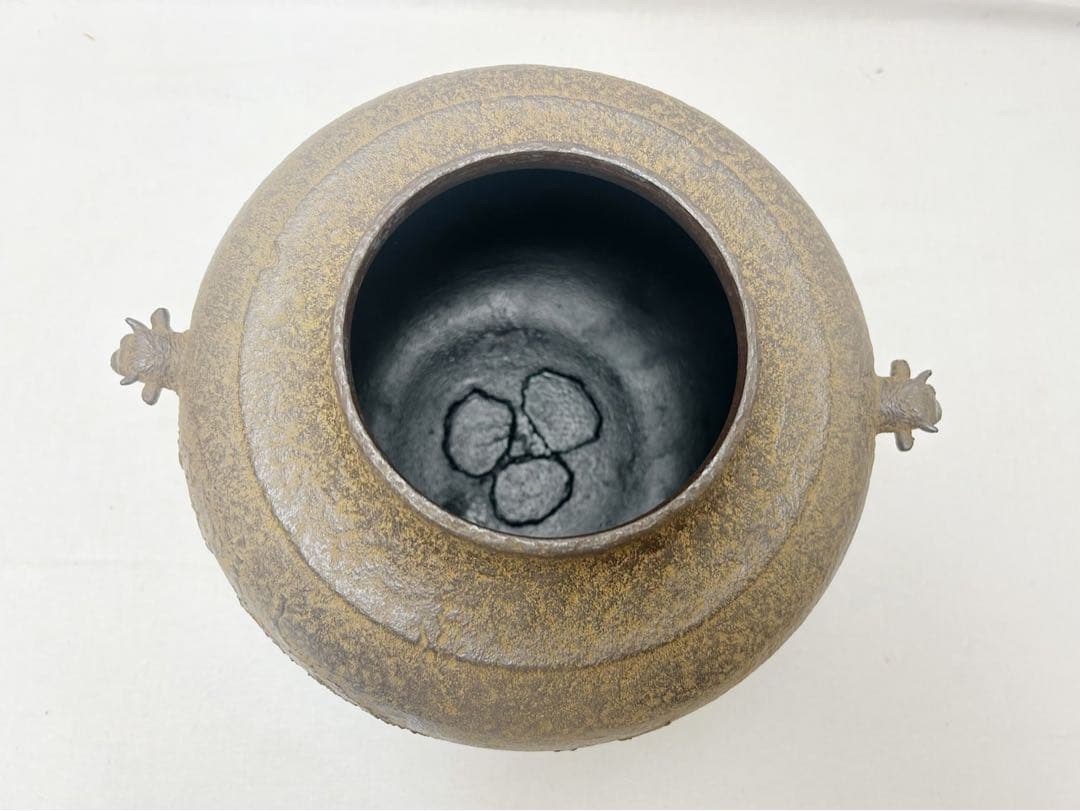 茶道具 刻 鳳凰 風炉 富士釜 時代物(BB527) 茶道具】般若勘渓作 百陀釜