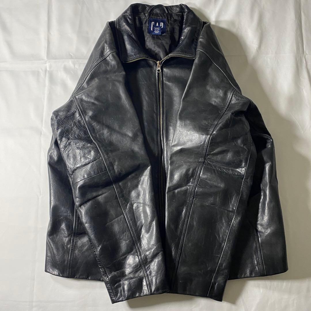 00s Gap Leather Jacket Black Y2K