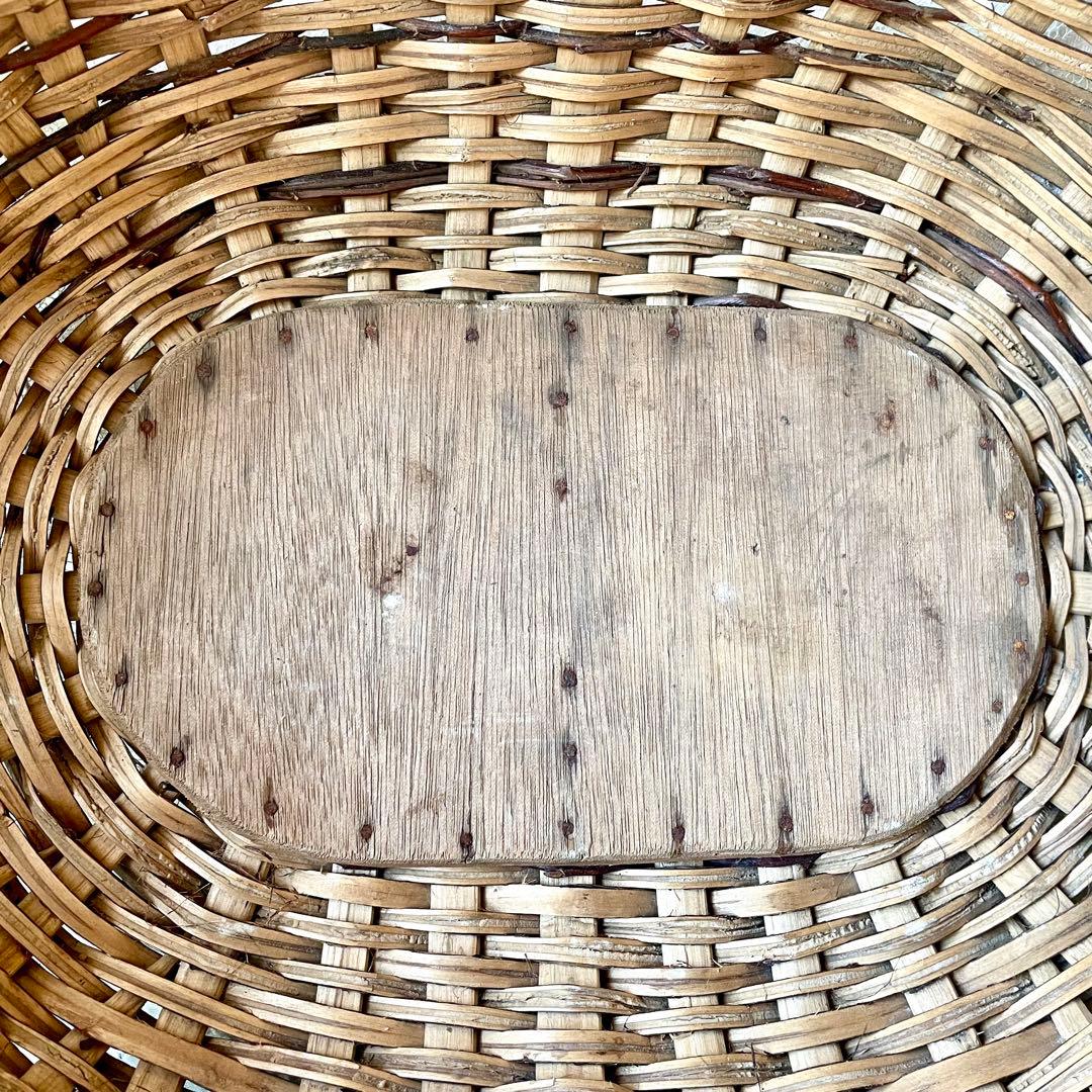 アンティークパニエ ハンドル付き籠 フランスアンティーク かごカゴ 赤