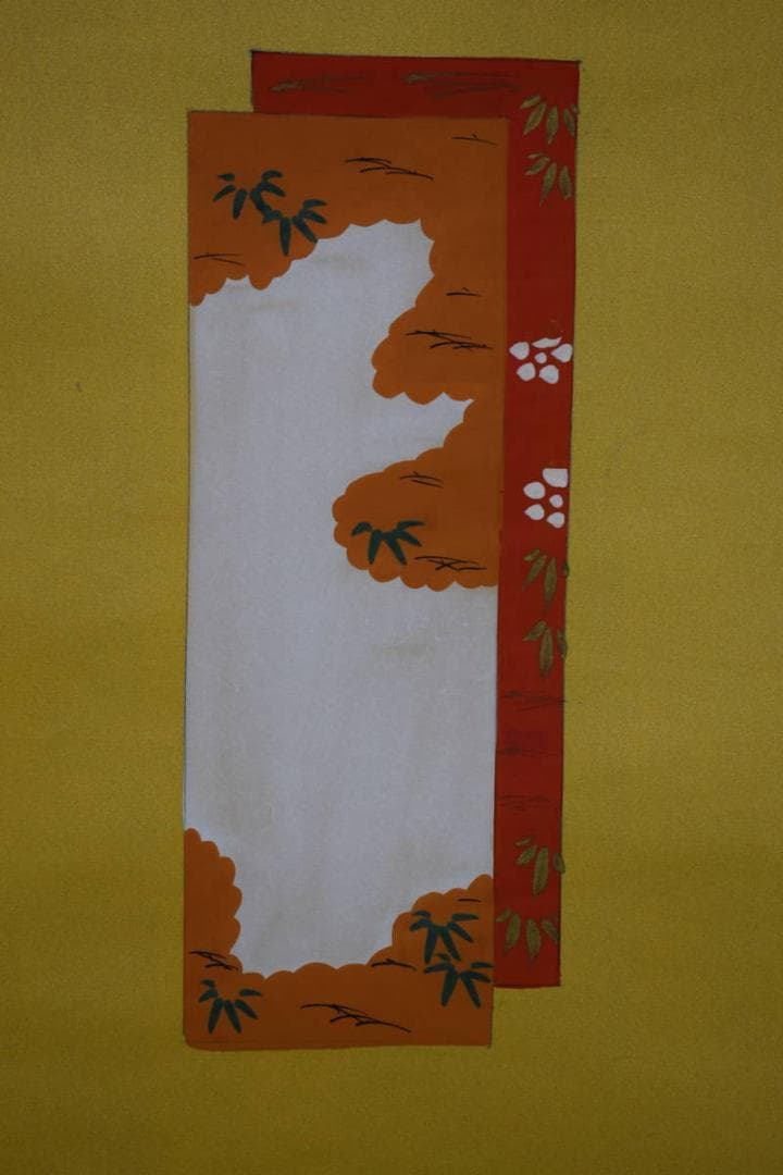 真作/華崩/立雛図/桐共箱二重箱付/布袋屋掛軸