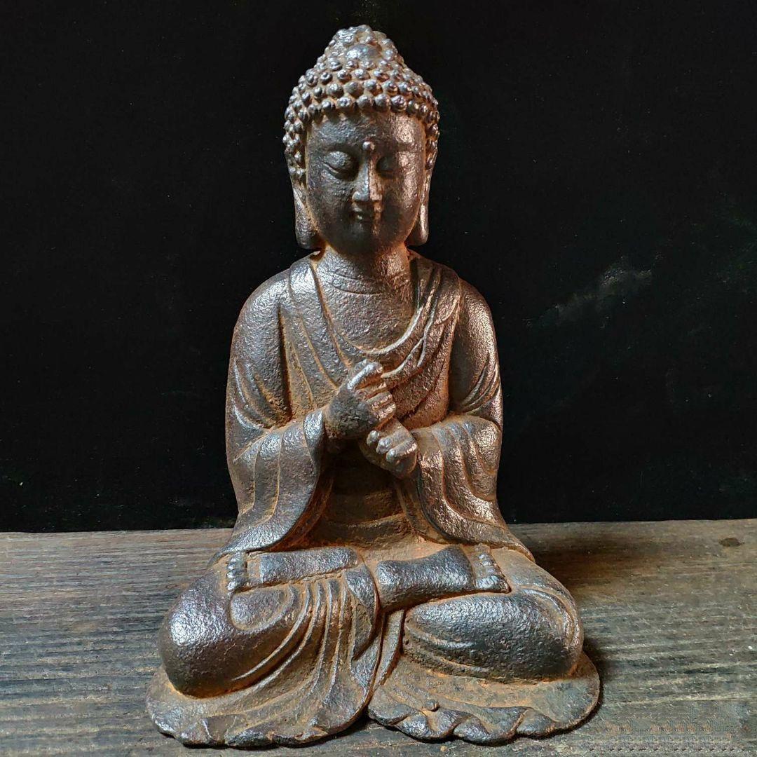 鉄器 仏像 仏教美術 釈迦如来像 工芸品 美術品 置物 C99219