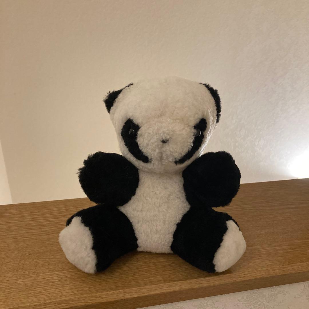 ★《羊革・ベビーラム》パンダ親子セット上質毛皮素材　一点物