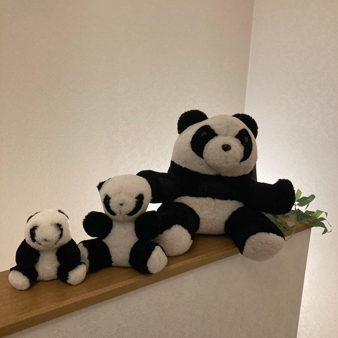 ★《羊革・ベビーラム》パンダ親子セット上質毛皮素材　一点物