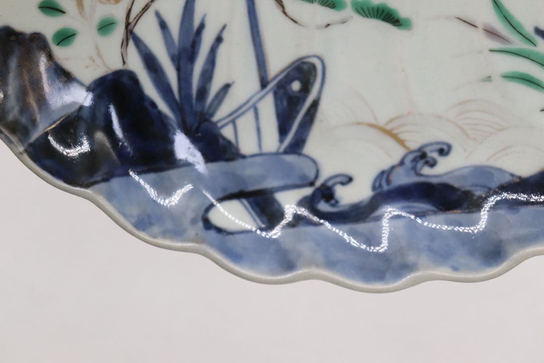 江戸 伊万里色絵 あわび型盛皿 大明年製銘 アンティーク 送料込み251010