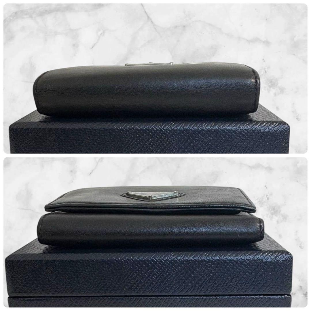 極美品✨ PRADA プラダ 三つ折り財布 オールレザー ブラック 黒