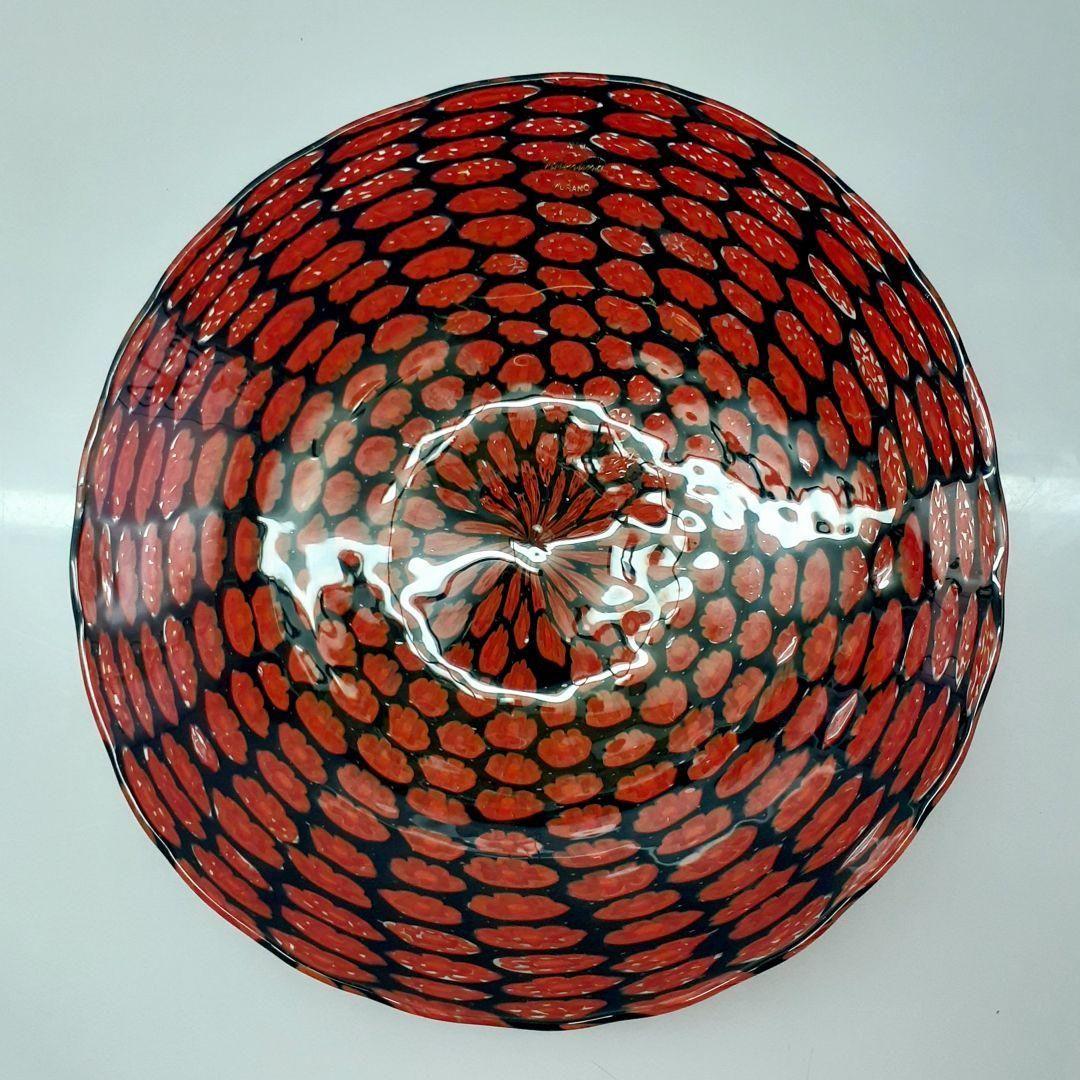 MURANO LINEA GLASS ムラノ レッド ミルフィオリ プレート 皿