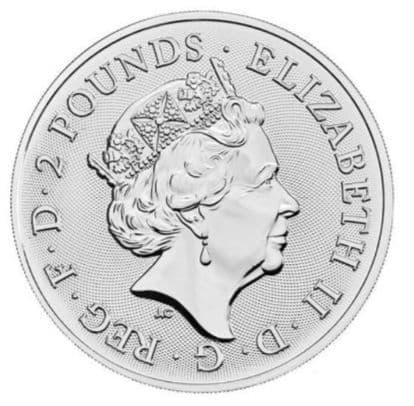 2022年英国王室の紋章・ライオンとユニコーンエリザベスⅡ世 1オンス