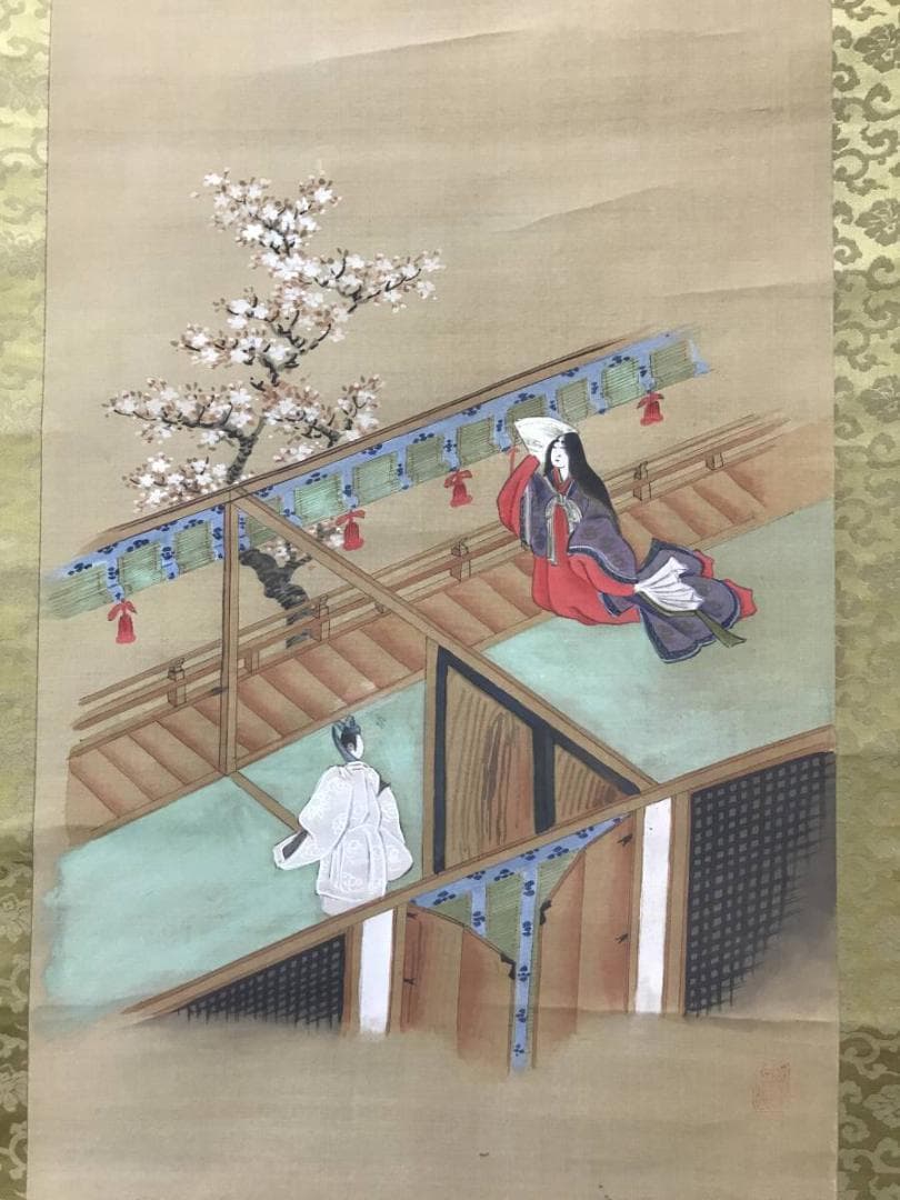 【真作】土佐光文/人物図/三幅/宮中図/掛軸/名家伝来/AC-21