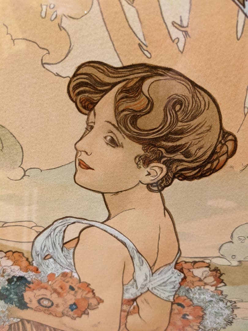 アルフォンヌ・ミュシャ「夏」リトグラフ美品です。