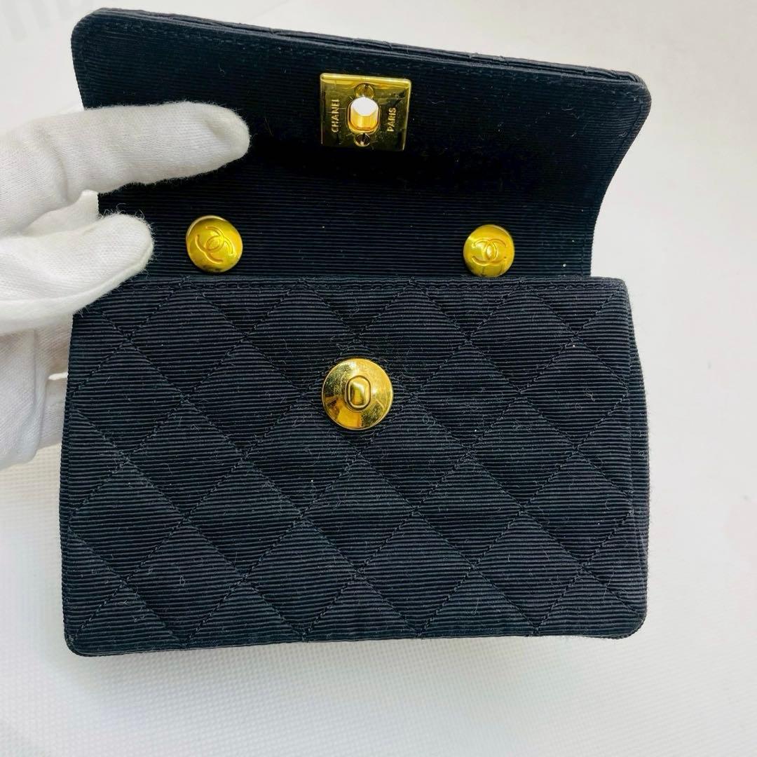 CHANEL　シャネル ミニマトラッセチェーンショルダー コットン ブラック