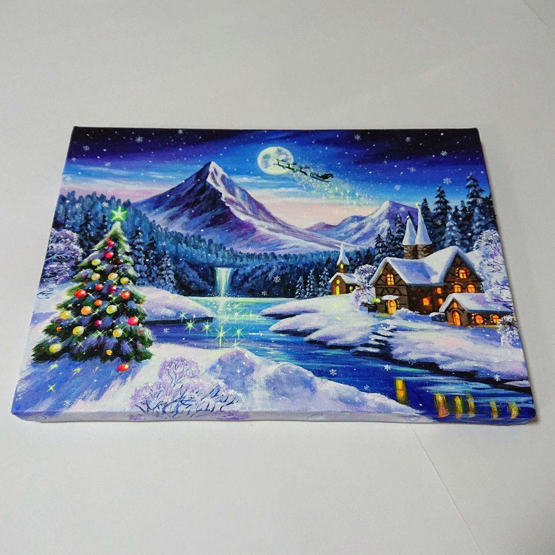 【Christmas③】アクリル画 F4 風景画 絵画