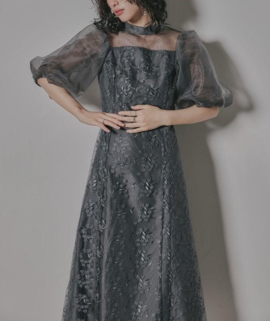 niana ニアナ オーガンジーパフスリーブ刺繍レース S 結婚式