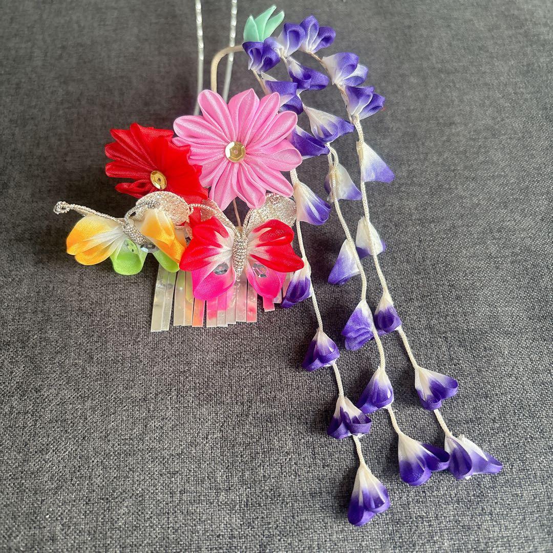 七五三　7歳　四つ身　正絹　子供　着物　作り帯　女の子　長襦袢　フルセット