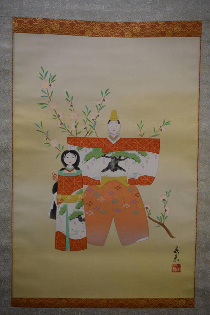 不詳/作者不詳/雛図/立雛図/ひな祭り/布袋屋掛軸HH-301