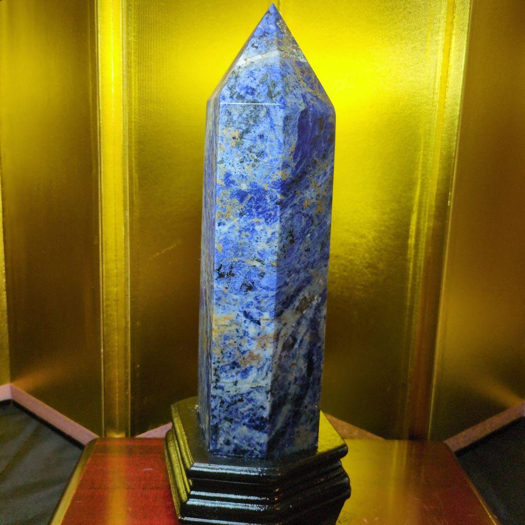 ソーダライト 六角柱 3.1kg 高さ27cm 台座付き 天然石 パワーストーン