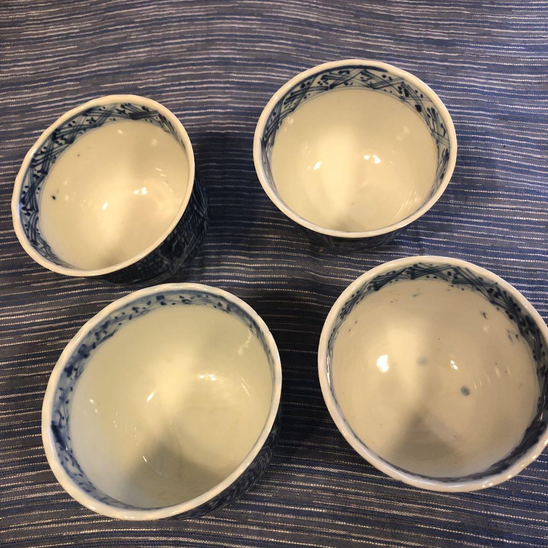 明治そば猪口手書き染め付けセット