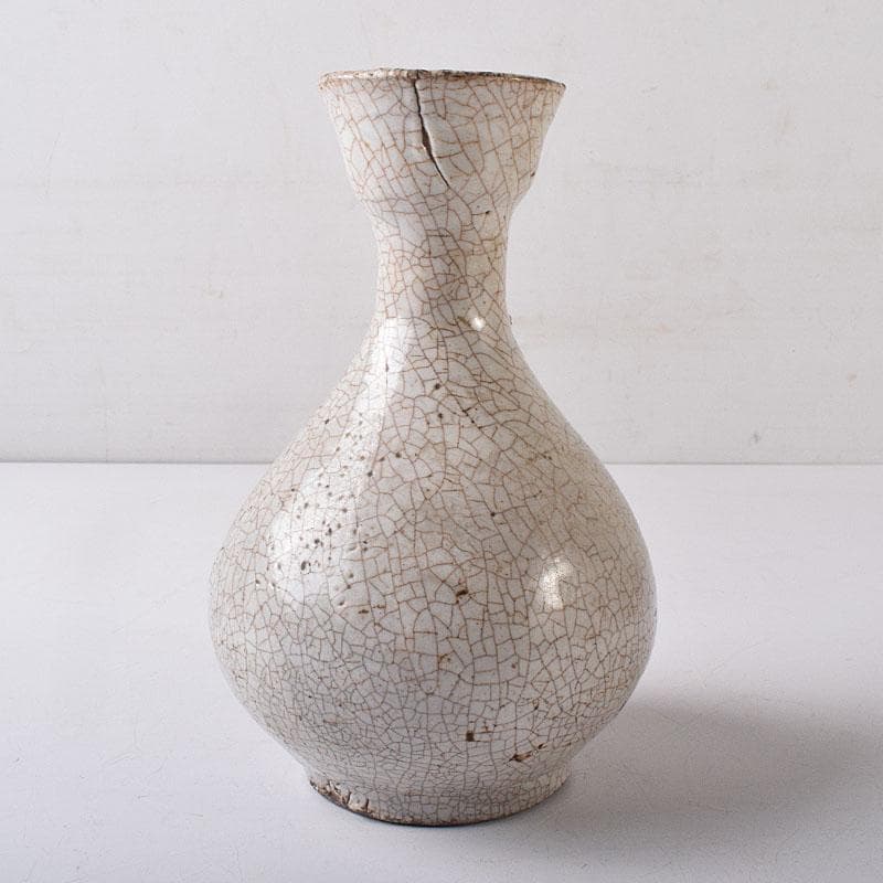 中国　哥窯　白磁　金糸鉄線　氷裂文　碗口瓶　時代箱　M　R8777