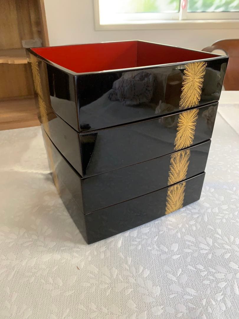 美品　輪島塗　二段重　2個組　沈金 重箱