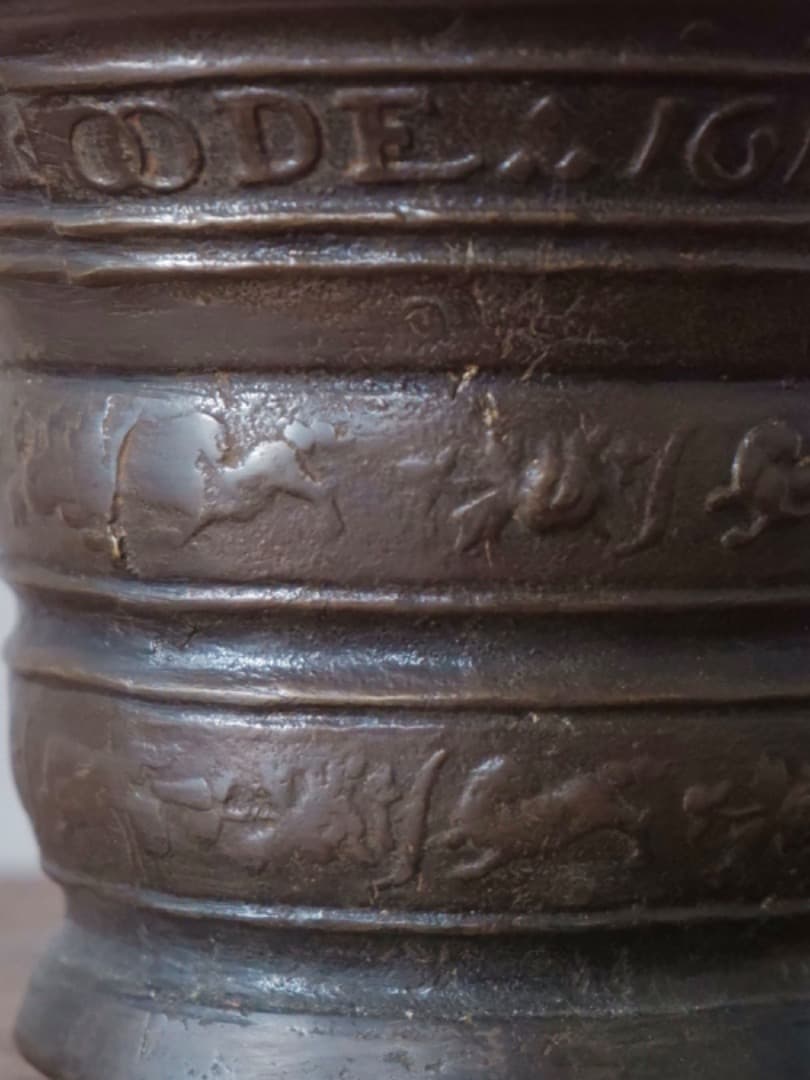 甫安乳鉢　乳棒　鉢　銅製　薬学　薬研　金属工芸　1710g　箱付　Q2315