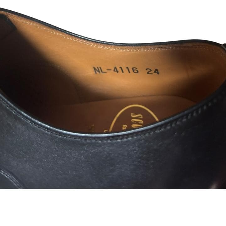 【美品】スコッチグレイン NL-4116 ストレートチップ ブラックレザー 24