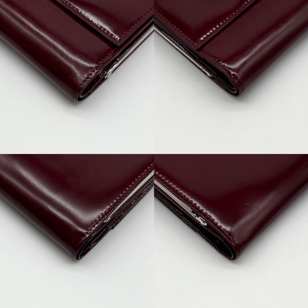 美品】Cartier レザー 2つ折り財布 パンテール がま口 プレート ロゴ