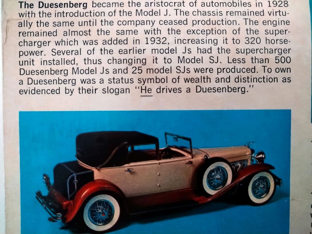 車　クラシックカー　メタルキット　１/１８　Ｄｕｅｓｅｎｂｅｒｇ　モデルＳＪ