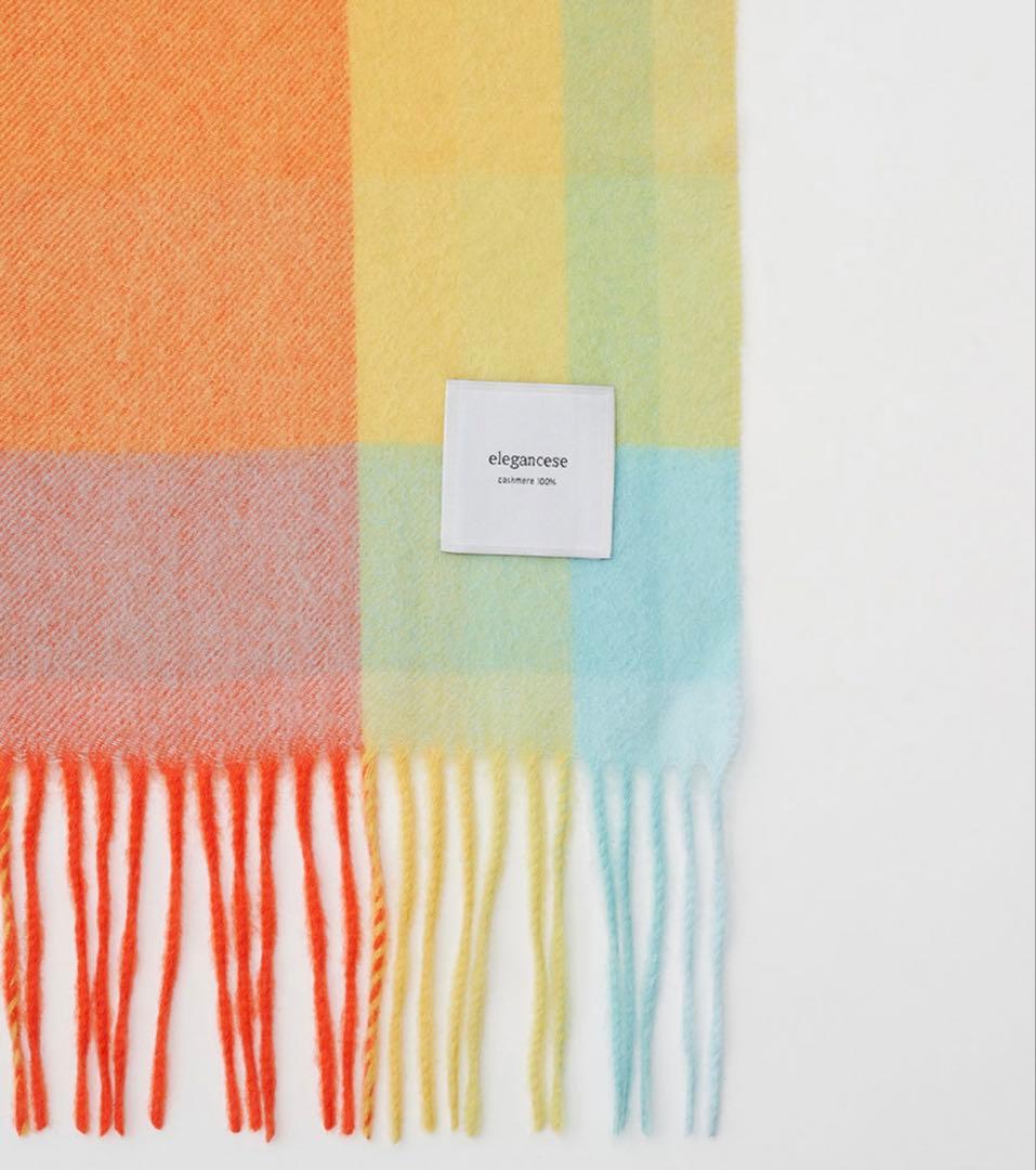 elegancese エレガンセーゼ　カシミヤマフラー　　　オレンジ　イエロー エレガンセーゼ elegancese 【elegancese / エレガンセーゼ】マフラー