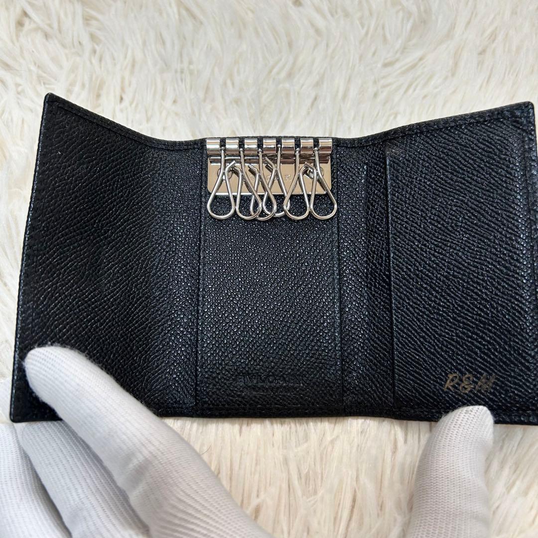 現行・極美品✨ブルガリ 6連キーケース サークルロゴ 黒 RFIDタグ