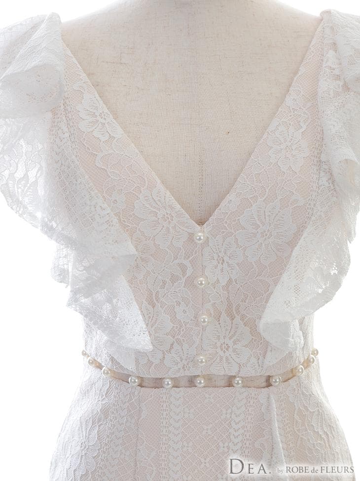 【大人可愛い♡】ROBEdeFLEURS 総レースｘパールフリルマーメイドドレス