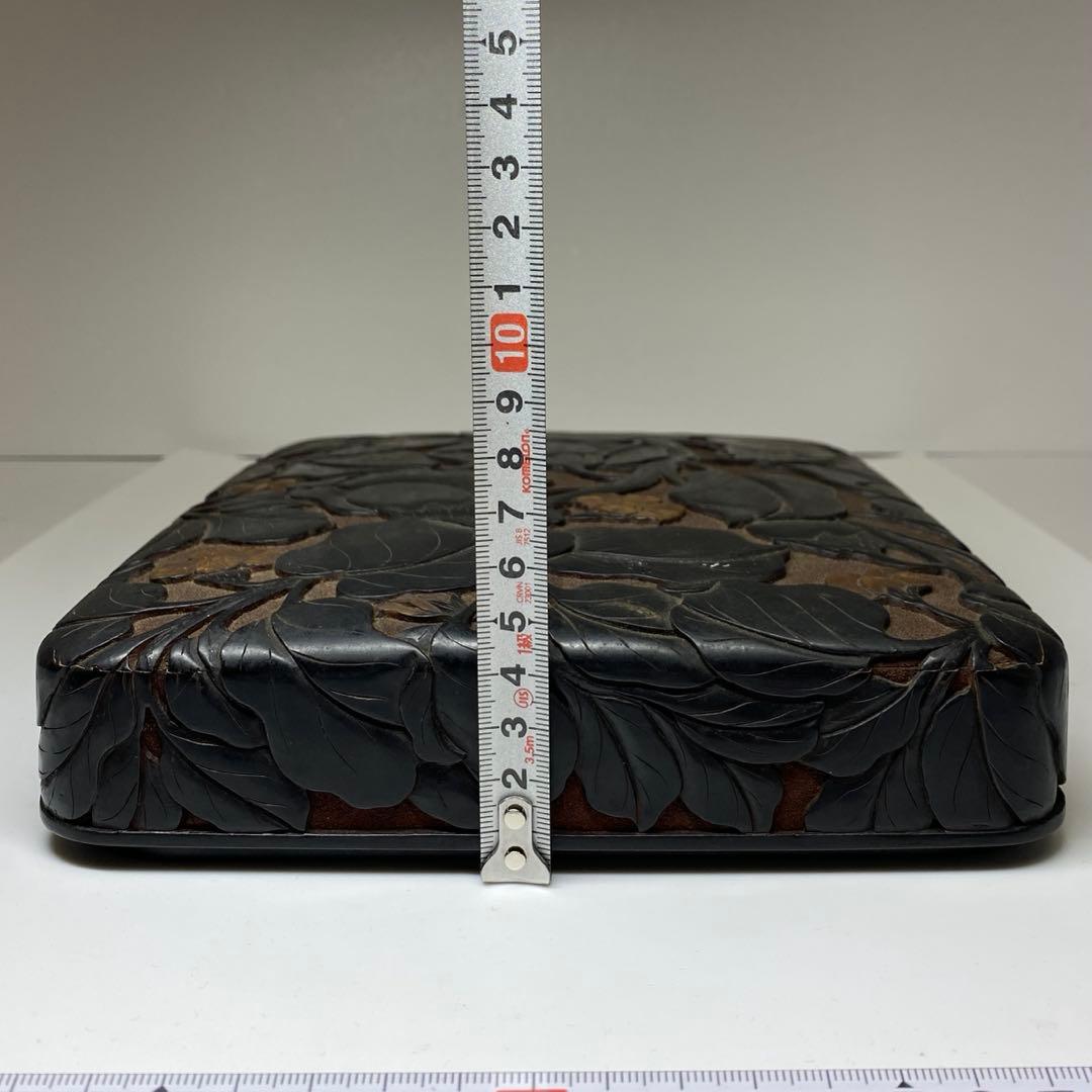 時代 本相黒 硯箱 22.5×18.5×4.5cm 東キ7-1129☆2Fトコチ