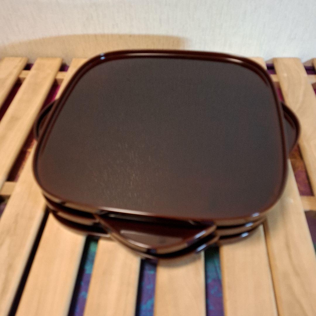 輪島塗 溜塗 会席盆　5客 銘々膳 盆 木製漆器 木箱　茶道具