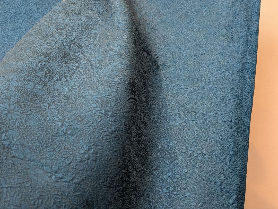 振袖フルセット 身丈152裄64 色無地振袖 青藍色 地紋 やまと誂え 成人