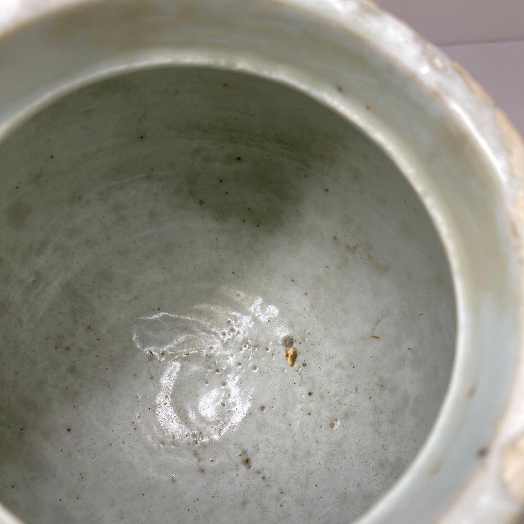 李朝　染付　牡丹文　壺　高さ約15.1㎝　トヒオウ　東さ7-0728③