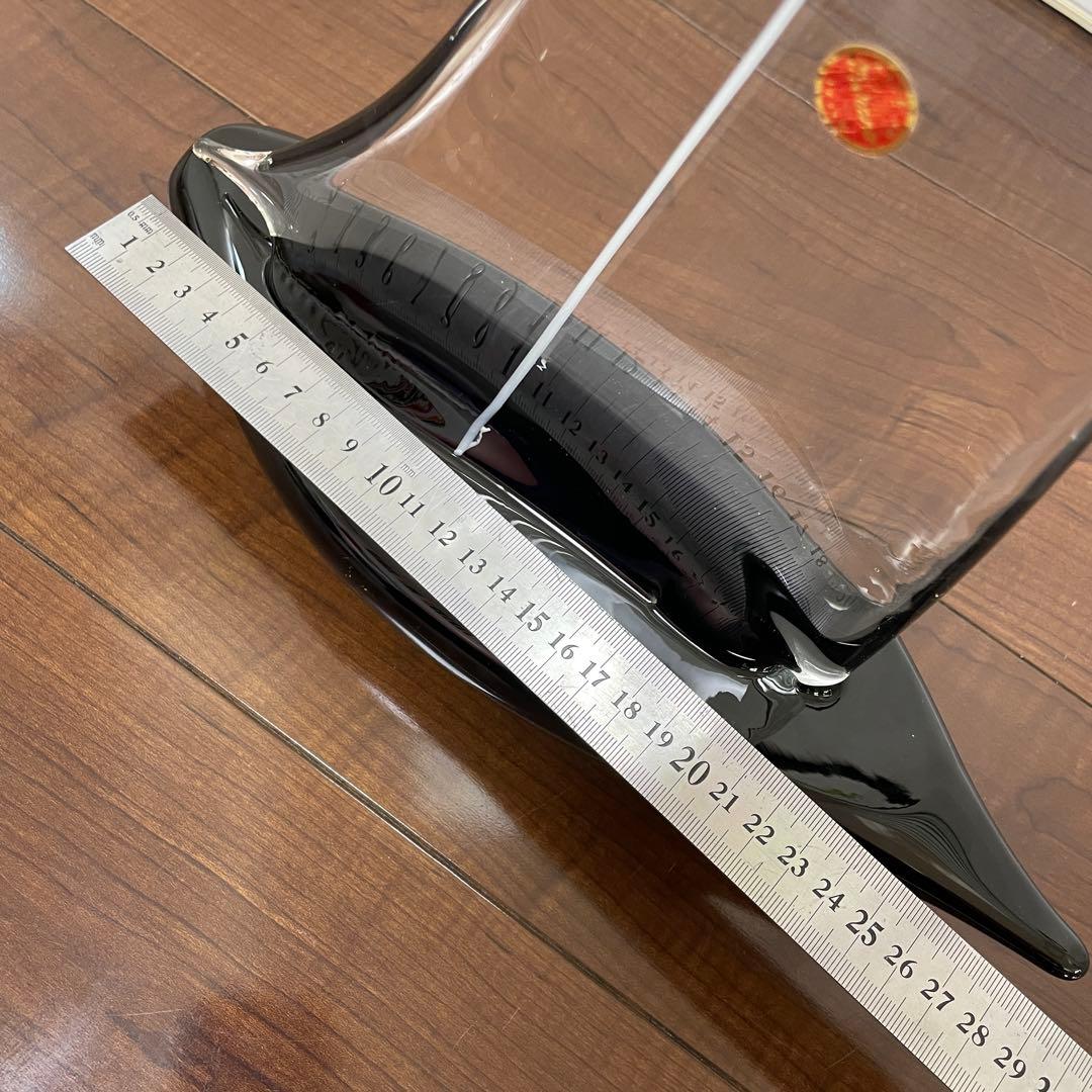 MURANOムラーノガラス イタリア製 大型 ヨット クリア ブラック