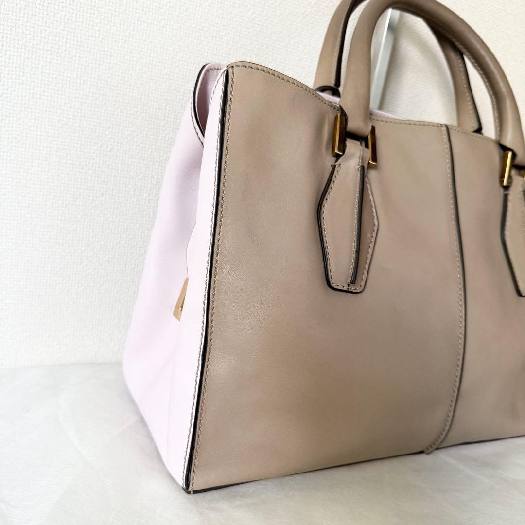 TODS トッズ Dキューブバッグ ピンク ベージュ ハンドバッグ
