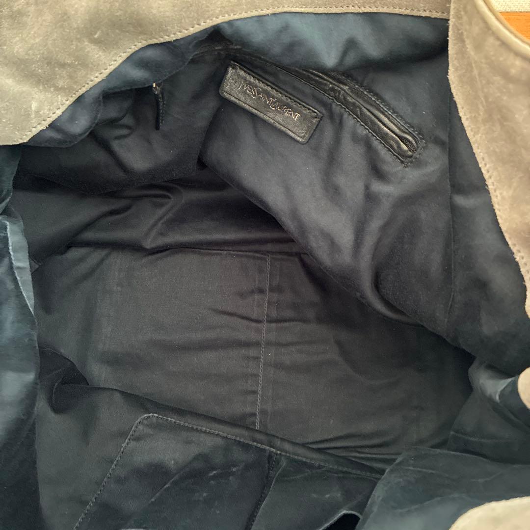 YVES SAINT LAURENT パテントトートバッグ　ローディ　グレー