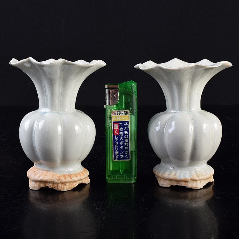 中国 宋代 青白磁 瓜型瓶 一對 M R8819