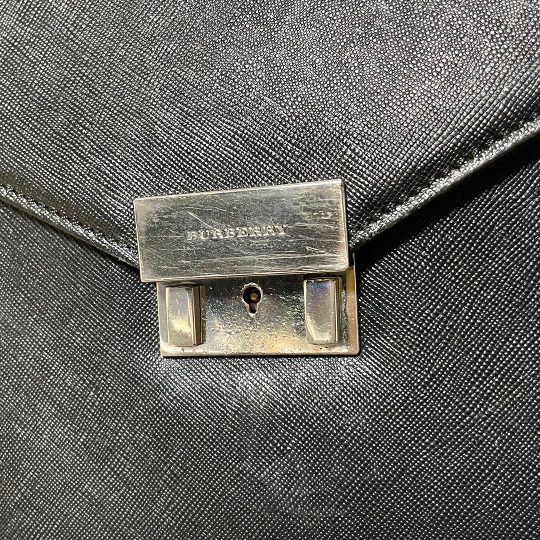 【美品】Burberry バーバリー　ビジネスバッグ　サフィアーノレザー　黒