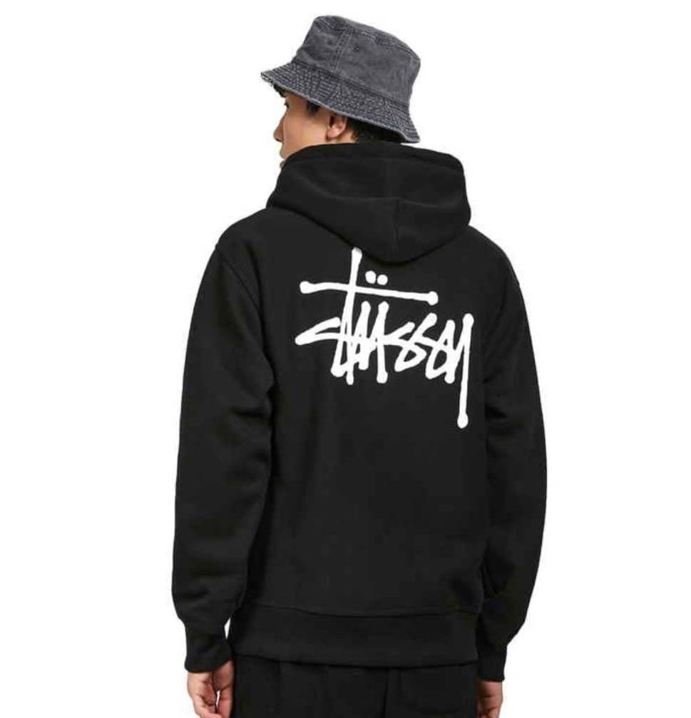 STUSSY ベーシック プルオーバー フード パーカー S ブラック