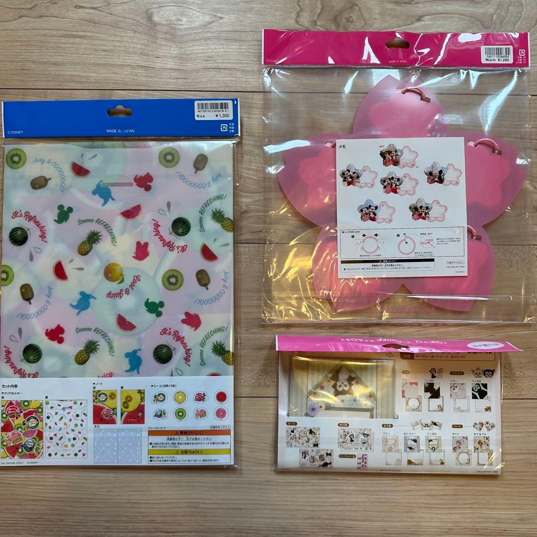 新品未使用】Disney ディズニー メモ帳 クリアファイル 付箋 まとめ売り