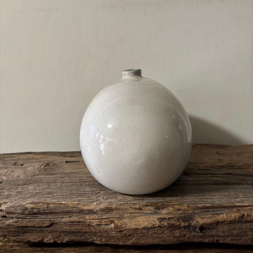 古民藝 平清水焼 灰白釉掛 古道具 アンティーク 花器 骨董 古陶磁 検