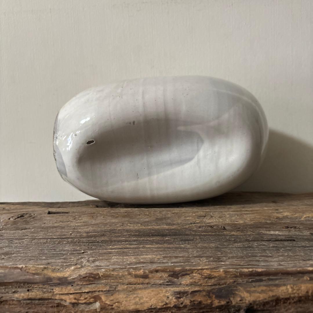 古民藝　平清水焼　灰白釉掛　古道具　アンティーク　花器　骨董　古陶磁　検:李朝