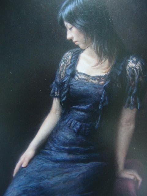 福井 欧夏 【上弦の月】 希少画集画、状態良好、新品高級額装付