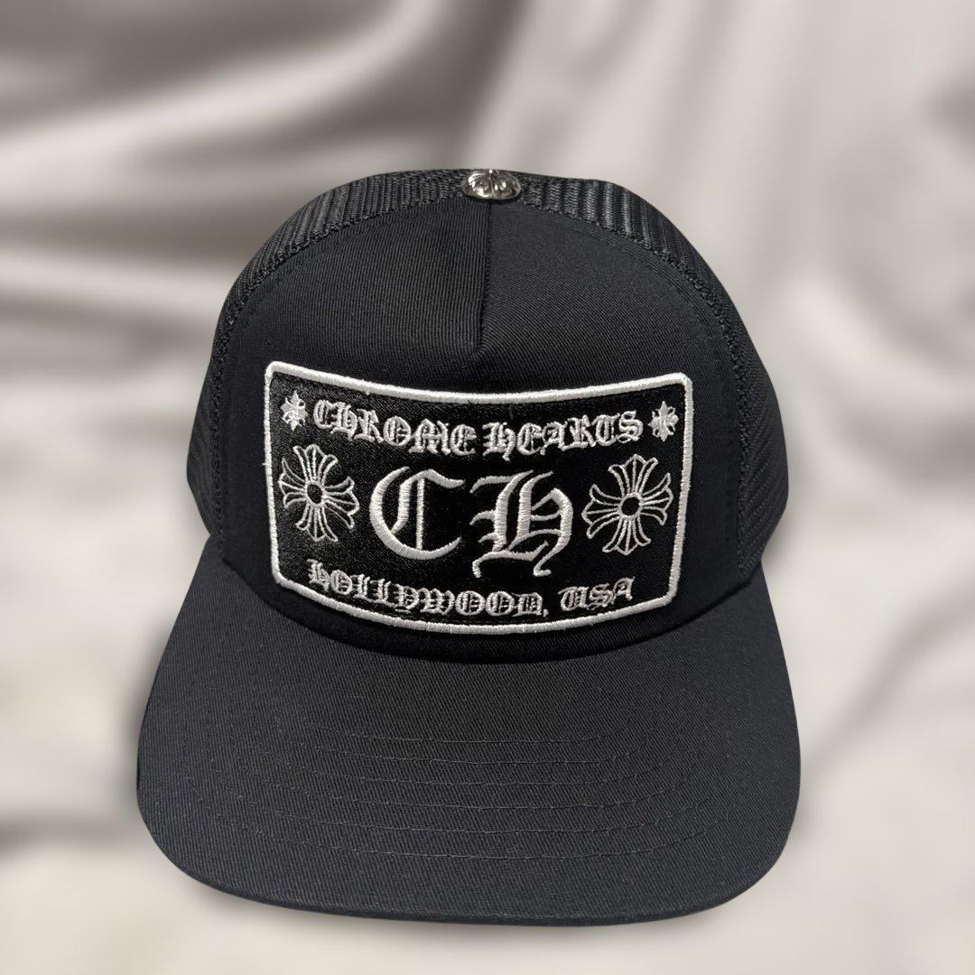CHROME HEARTS 刺繍ロゴ ブラックキャップ - メルカリ