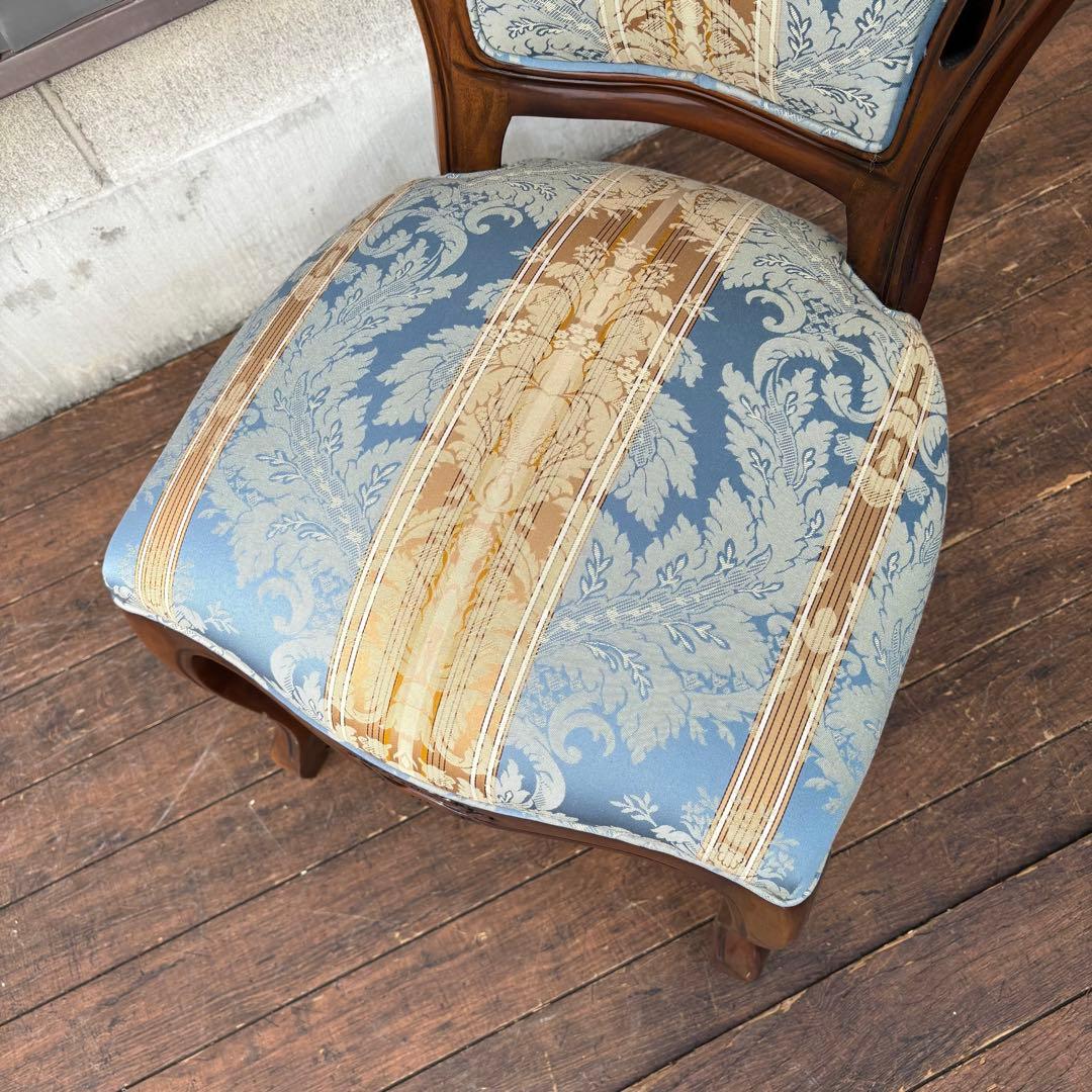 ①ビクトリアン装飾 花柄 木製ダイニングチェア 姫系 イタリア家具