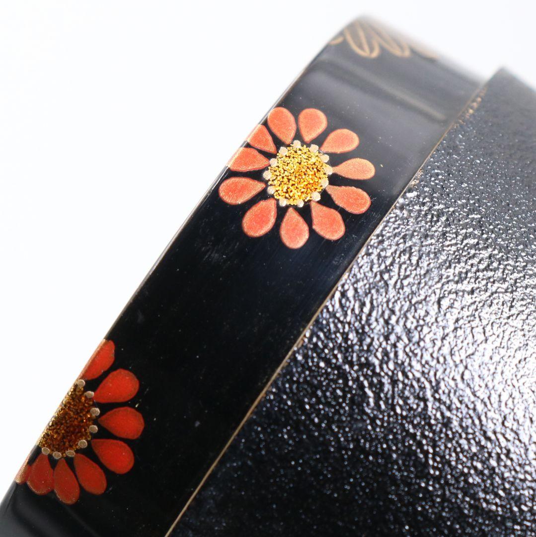 古川治樹作 乾漆 菊蒔絵 大棗 花蒔絵 茶道具 共箱　V948