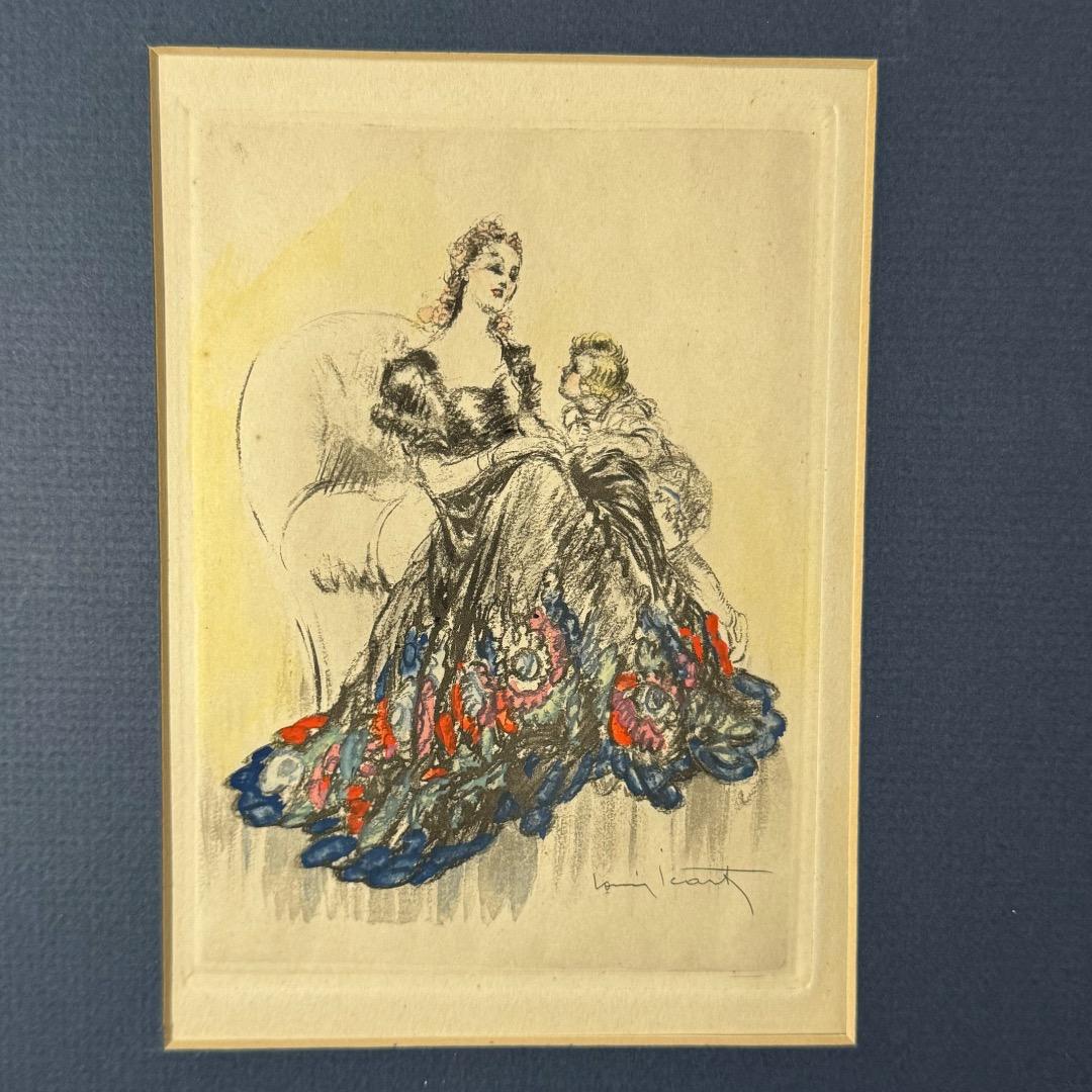 ルイ　イカール　エッチング　「膝に子供を抱えた女性」